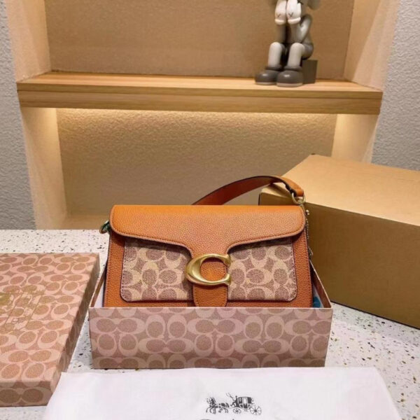 Coach Plaque Apricot Tan Shoulder Bag (With Box)