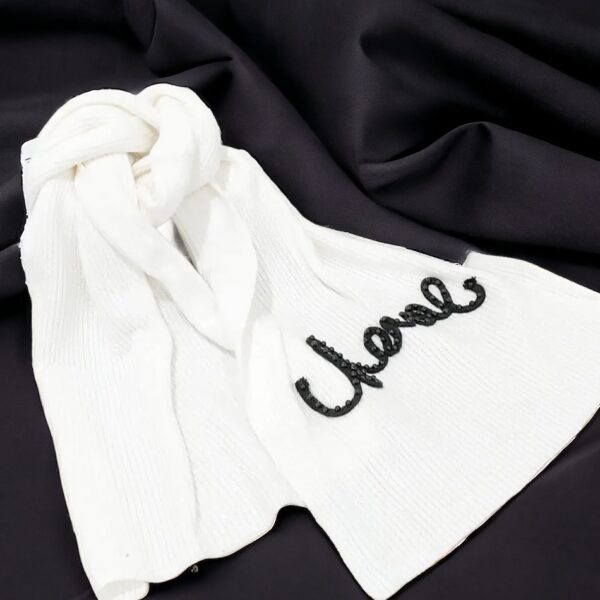 CC Pearl Logo White Woolen Muffler