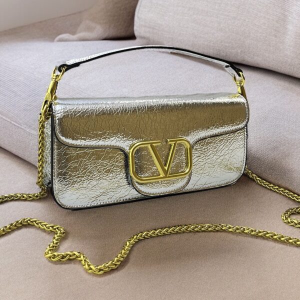 Valentino Loco Silver Shoulder Bag With Box