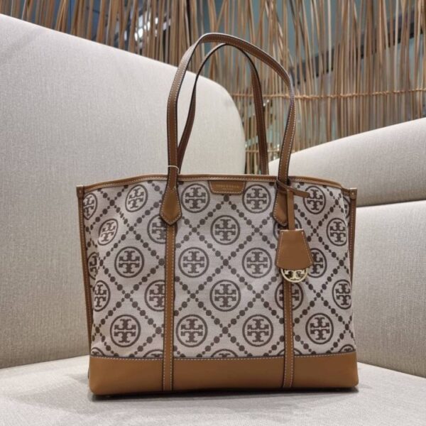 TB T Monogram Brown Jacquard Tote