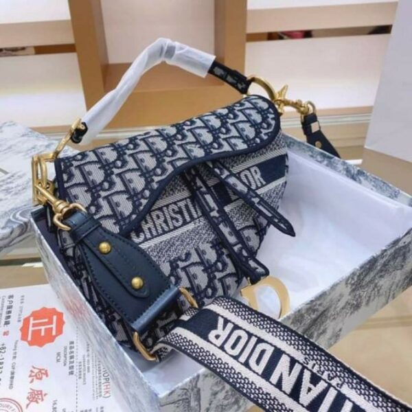 CD Oblique Black Canvas Saddle Bag (With Box)