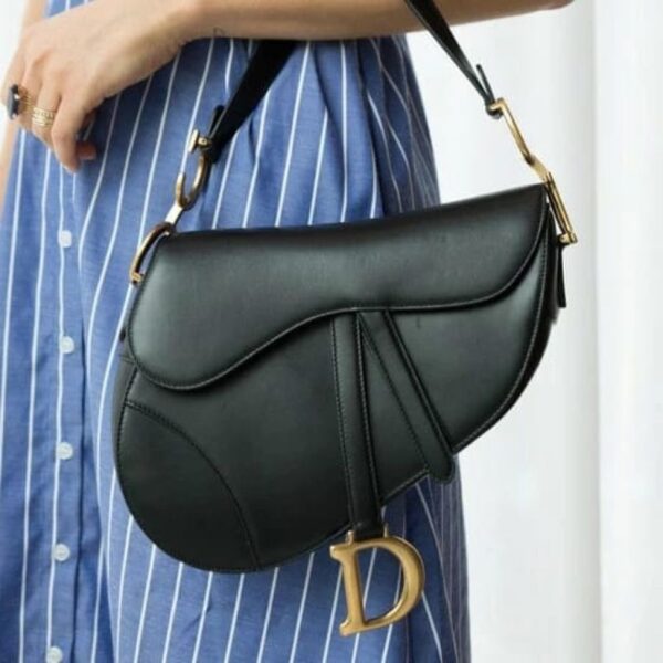 CD Saddle Black Leather Sling Bag (With Box)