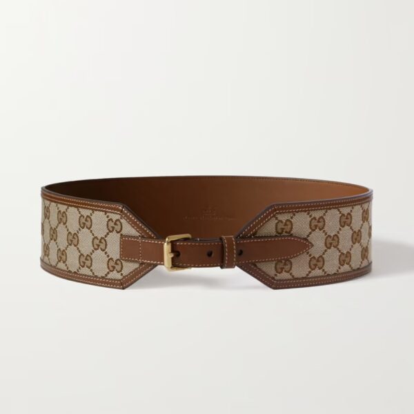 GG Printed Coated Canvas and Textured Leather Waist Belt