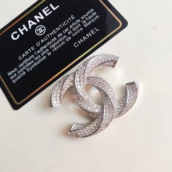 CC Diamond Logo Brooch