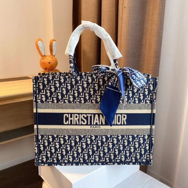 CD Blue Embroidery Book Tote (With Box)