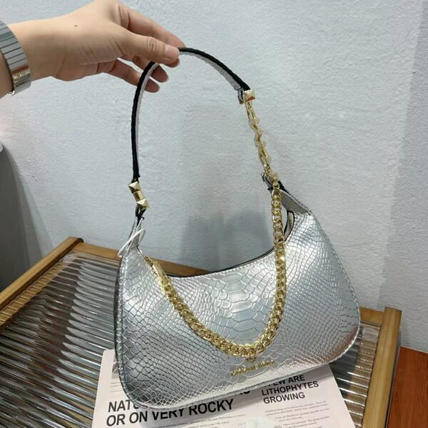 MK Piper Metallic Silver Shoulder Bag (With Box)