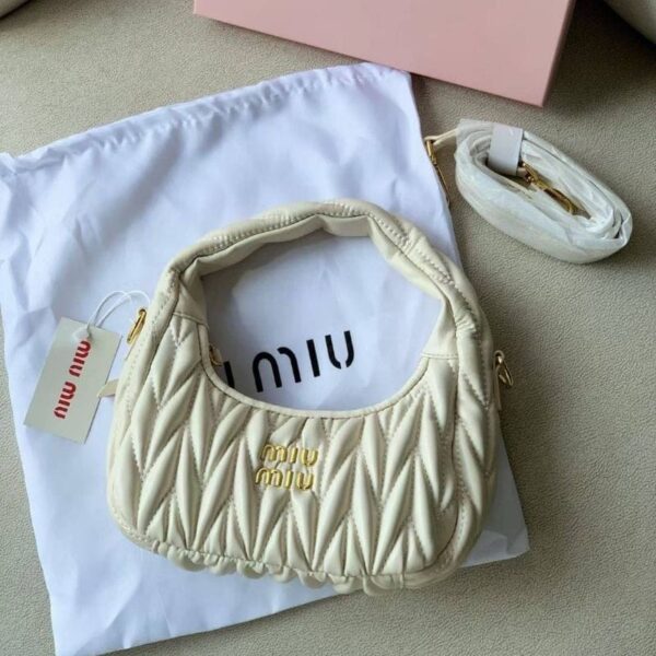Miu Miu Wander White Small Hobo Bag (With Box)
