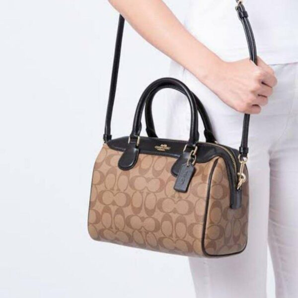 Coach Mini Bennett Satchel Apricot Black Handbag (With Box)