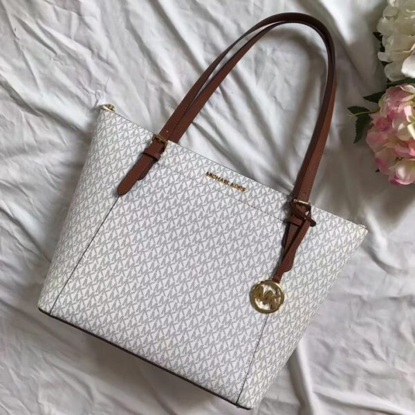 MK VOYAGER WHITE TOTE BAG