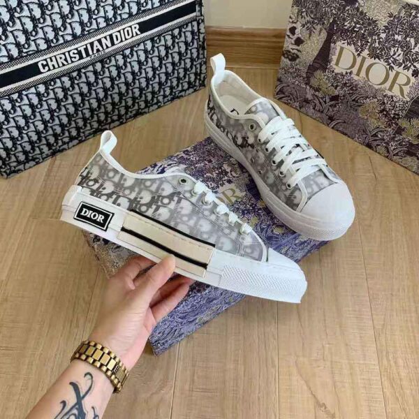 CD White and Black Oblique Canvas Sneaker for Men