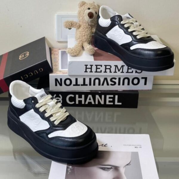 GG Gg Embossed Black and White Sneaker for Men