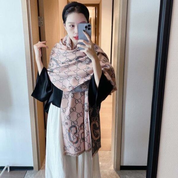 GG Pink Monogram Large Full Warm Stole