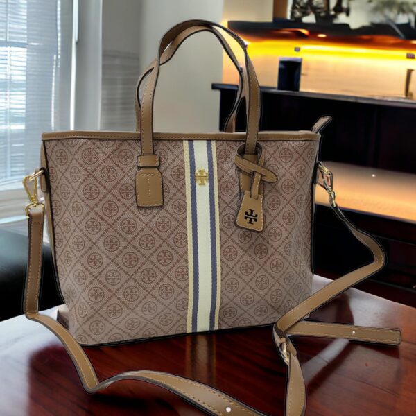 TB Khaki T Monogram Tote Bag