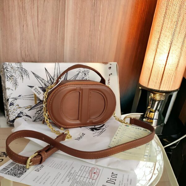 CD CD Brown Oval Camera Bag (With Box)