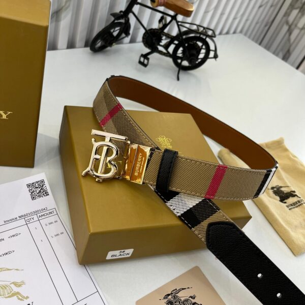 Burberry TB Khaki Brown Reversible Premium Unisex Belt