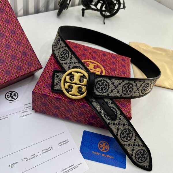TB T monogram jacquard Black Belt For Women