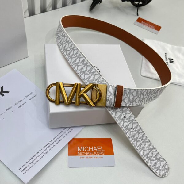 MK Signature logo white brown reversible  Unisex Belt