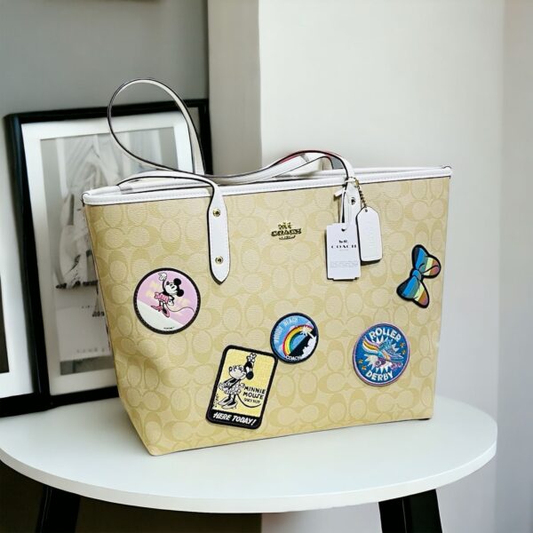 Coach X Disney Apricot White City Premium Quality Tote (With Box)