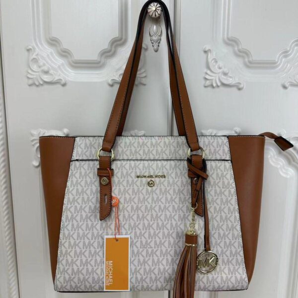 MK Sullivan Beige Brown Tote Bag