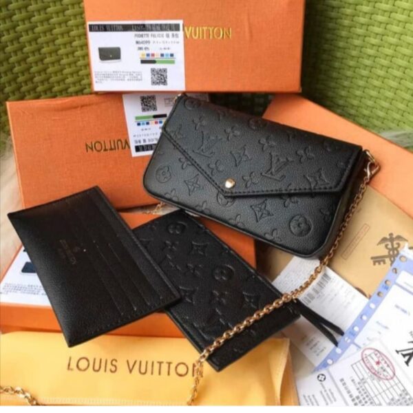 LV Felicie Black Embossed Sling Bag (With Box)