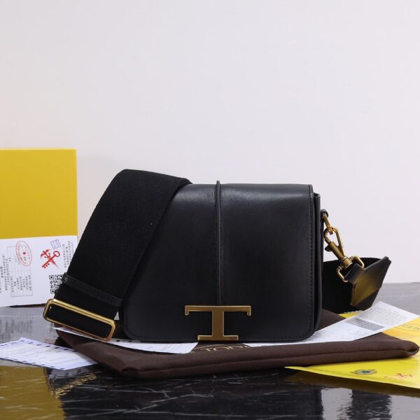 Tods T-Timeless Black Leather Sling Bag Premium Quality (With Box)