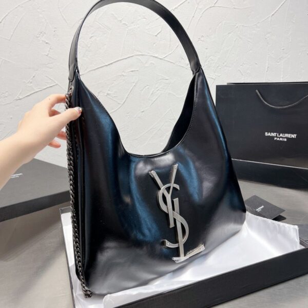 YSL Big Logo Black Color Premium  Shopper Tote Bag (With Box)
