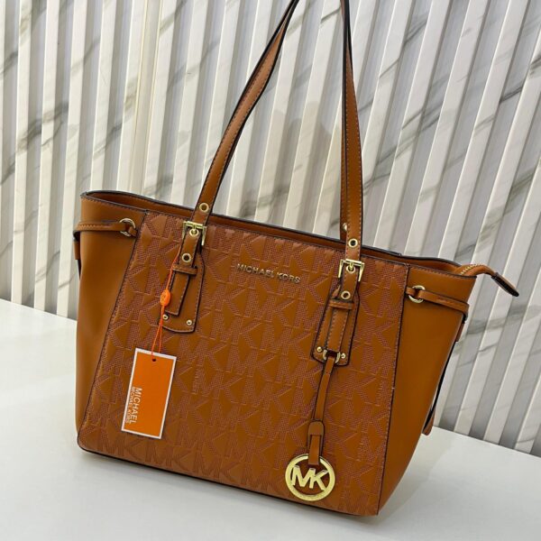 MK Brown Embossed Monogram Tote Bag