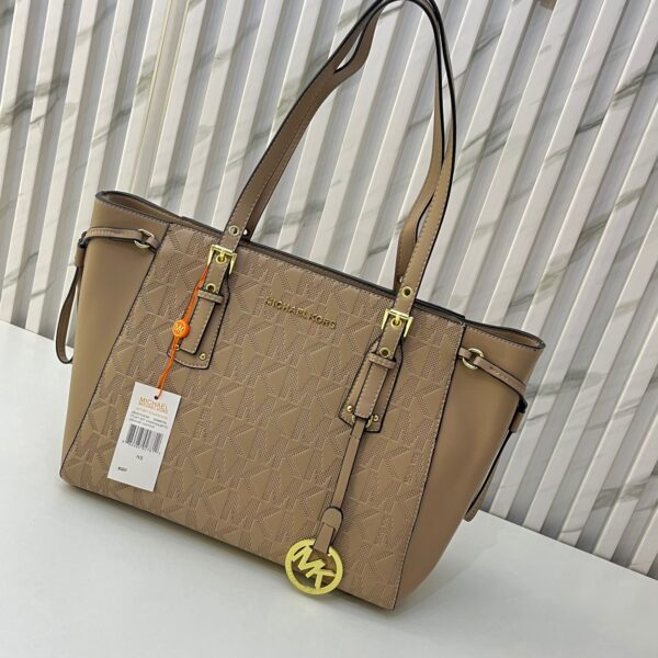 MK Apricot Embossed Monogram Tote Bag