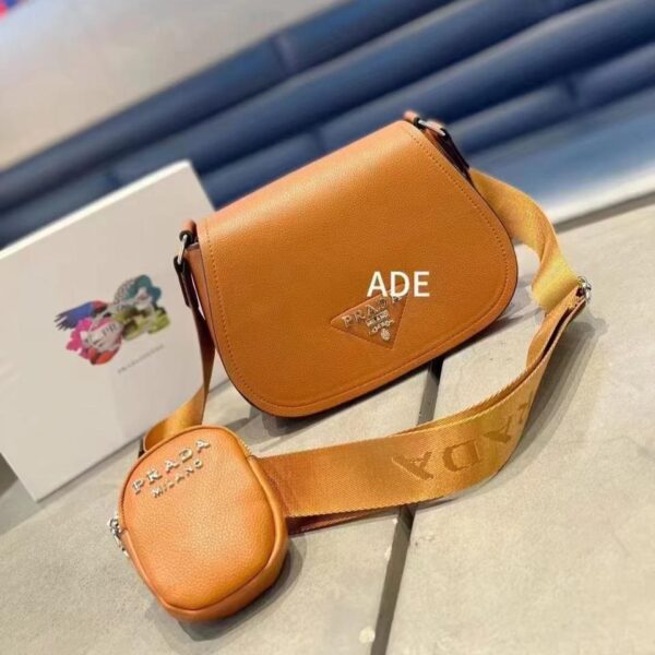 Prada Vitello Brown Pochette Bag (With Box)