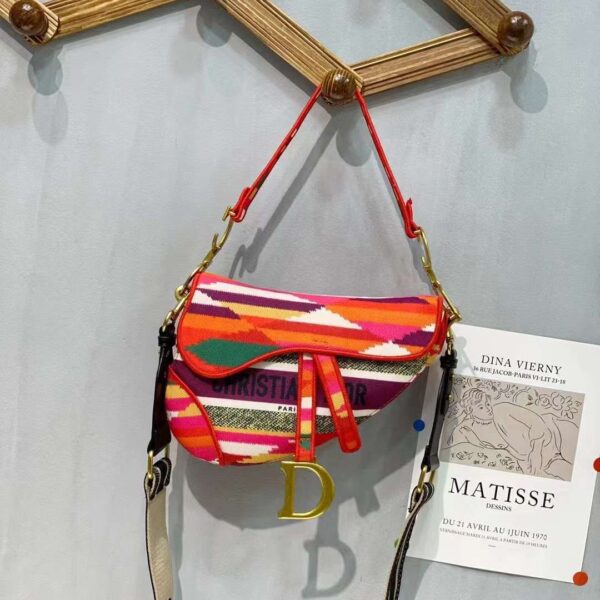 CD Multicolor Canvas Saddle Bag (With Box)