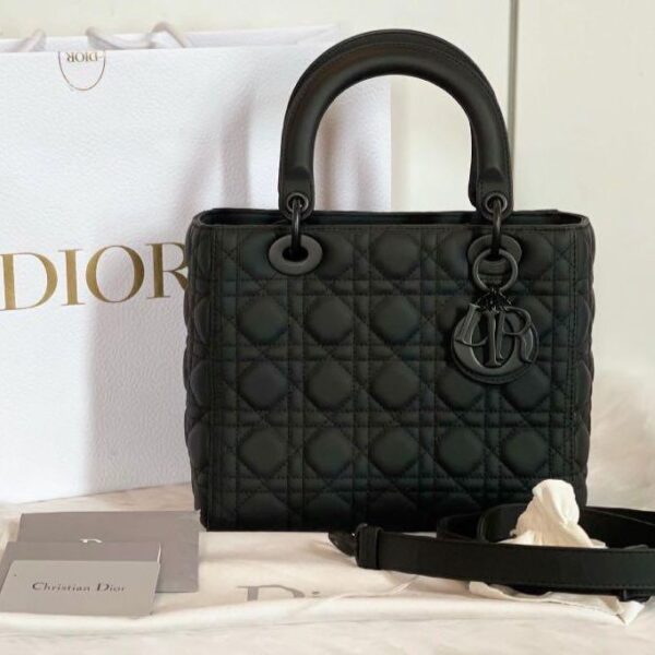 CD Black Matte Medium Lady CD Handbag (With Box)
