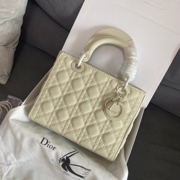 CD Off White Matte Medium Lady CD Handbag (With Box)
