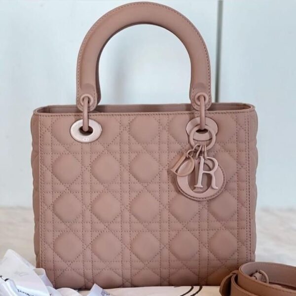 CD Purplish Pink Matte Medium Lady CD Handbag (With Box)