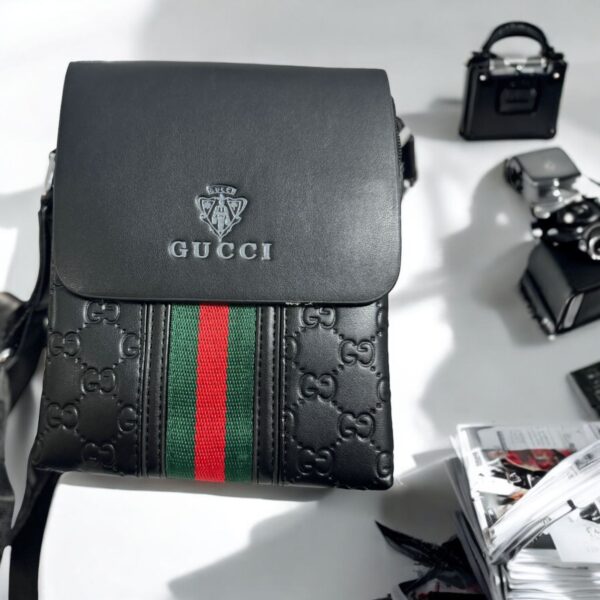 GG Small Black Embossed Messenger Bag