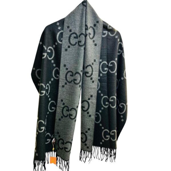 GG GG Black Grey Reversible Woollen Stole