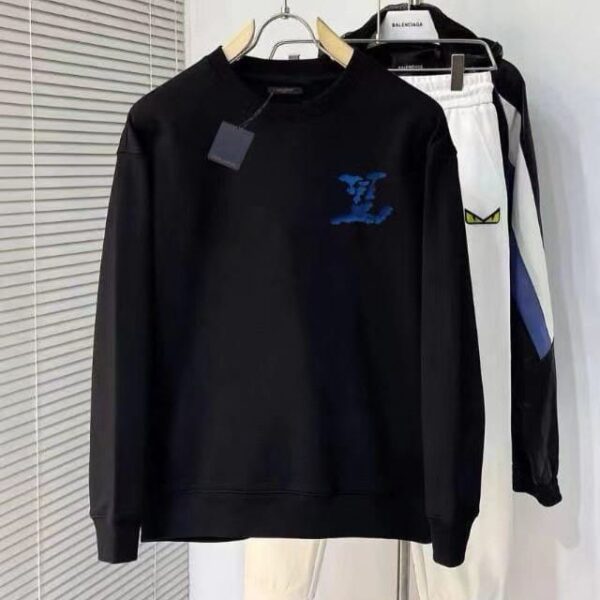 LV Blue Logo Black Sweatshirt