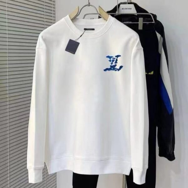 LV Blue Logo White Sweatshirt
