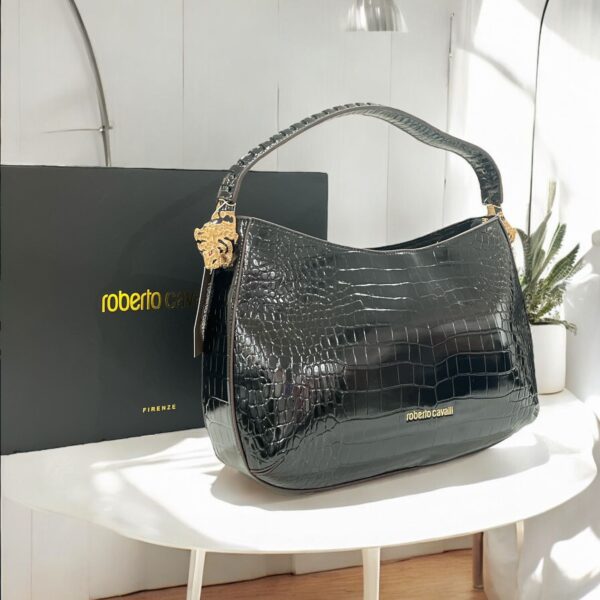 Roberto Cavalli Roar Black Shoulder Bag (With Box)
