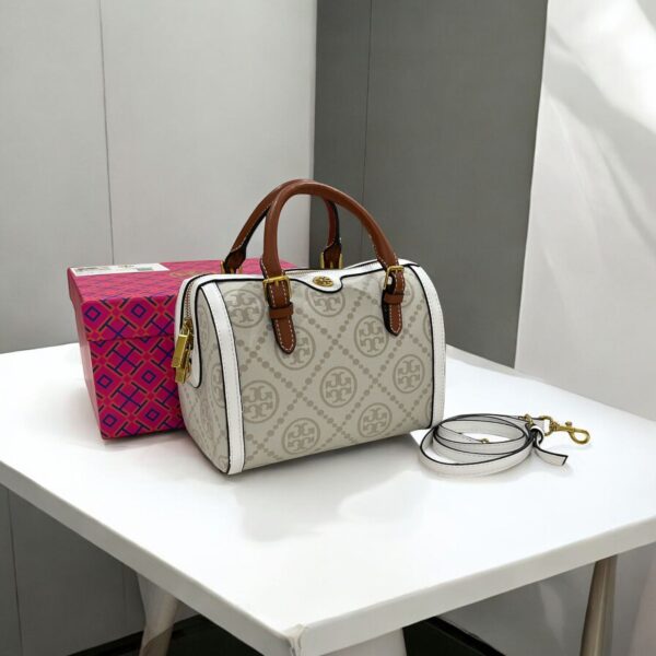 TB White T Monogram Mini Barrel Bag (With Box)