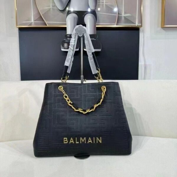 Balmain 1945 Black Embossed Tote Bag
