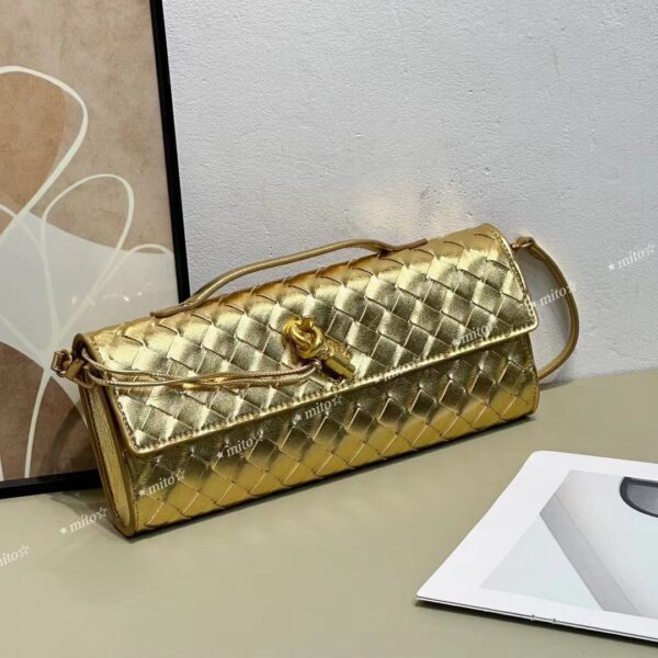 Bottega Veneta Golden Long Andiamo Clutch Bag (With Box)