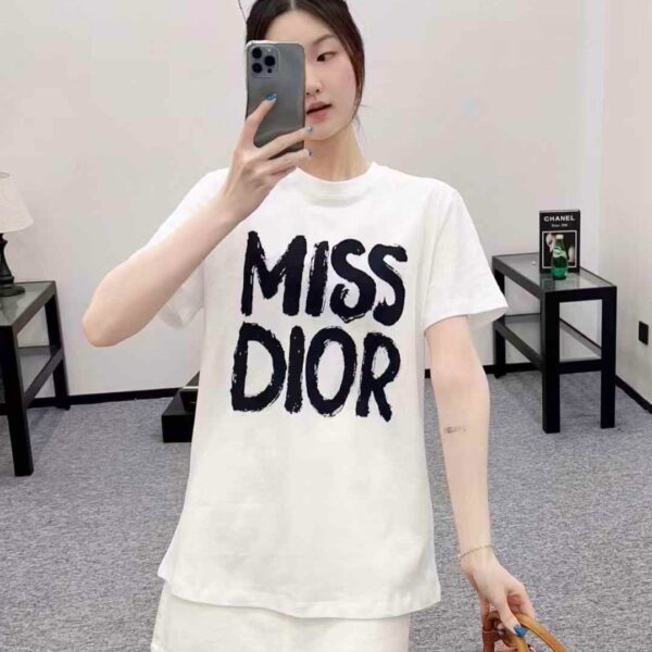Miss CD White Black Oversized T-shirt  For Women