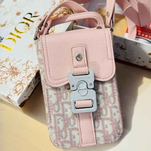 CD Saddle Pink Vertical Pouch Sling Bag (With Box)