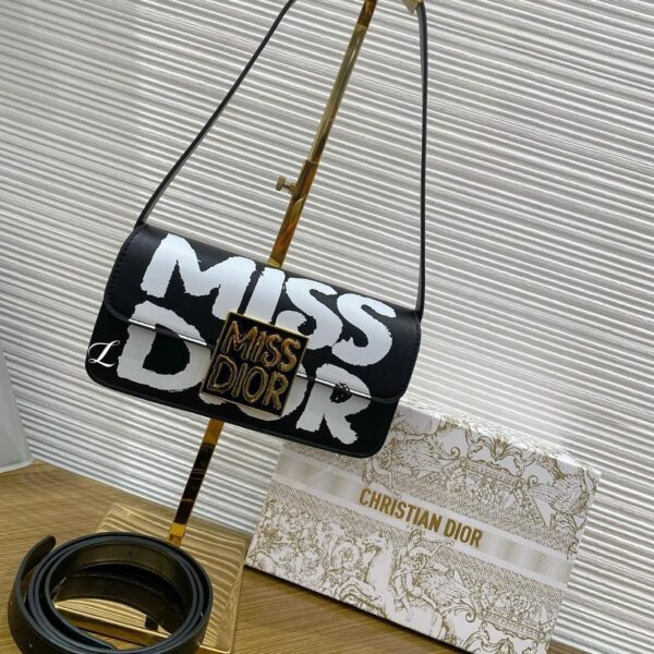 CD Miss CD Flap Black Graffin Print Sling Bag (With Box)