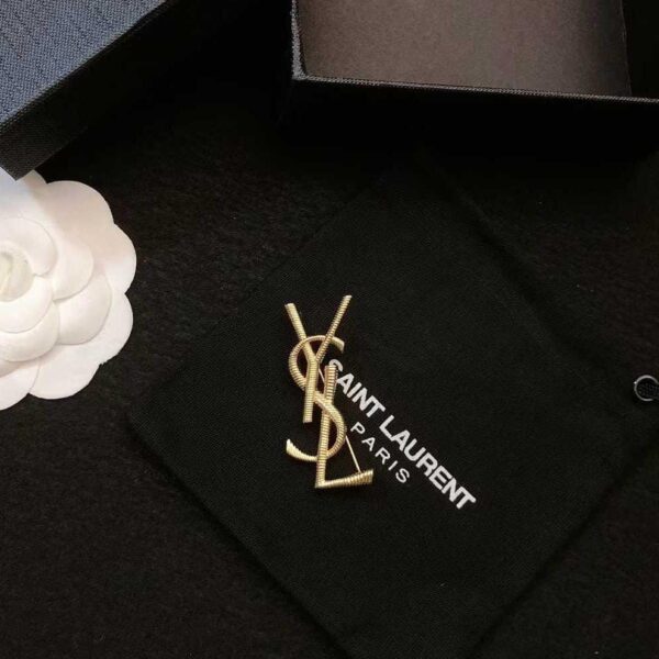 YSL Classic Golden Logo Brooch