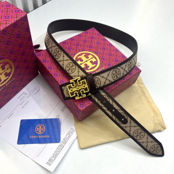 TB T Monogram Jacquard Coffee Women’s Belt