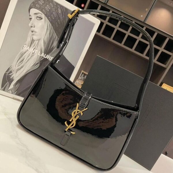 Ysl Le5 Black Glossy Leather Shoulder Bag (With Box)