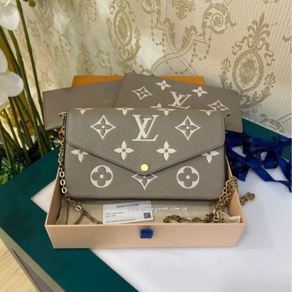 LV Pochette Felicie Grey Sling Bag (With Box)