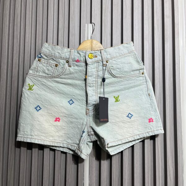 LV Summer Jaquard Denim Shorts For Women
