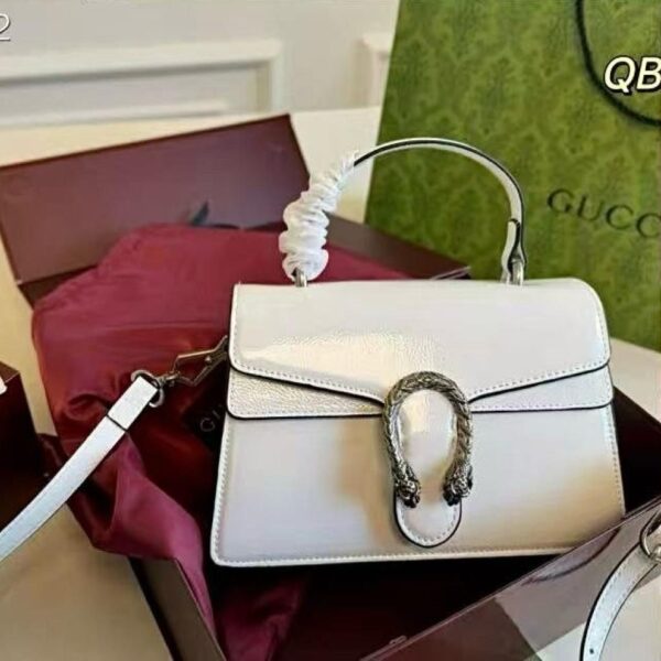 GG Dionysus Top Handle White Shinny Handbag (With Box)